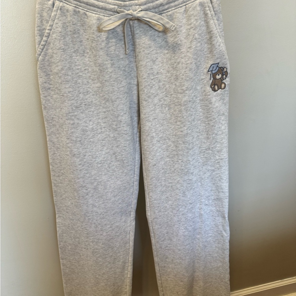 Hollister Light Gray Graduation Bear Sweatpants